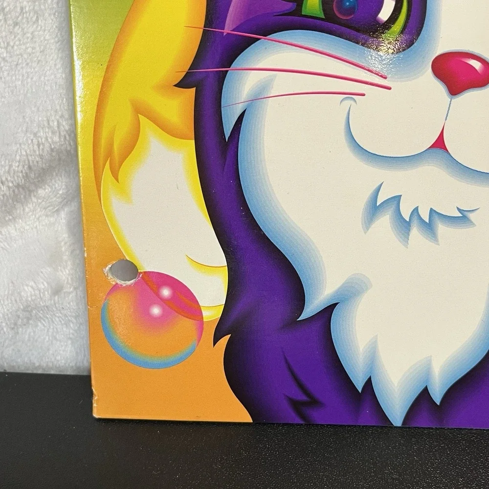 Lisa Frank Purple & Yellow Cuddly Kittens Cats 3 Ring Binder Folder Vintage 90's